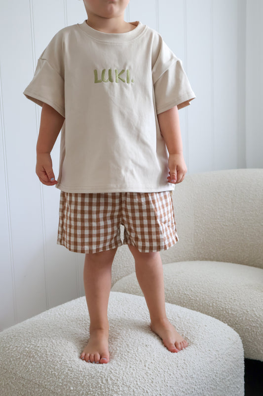 GINGHAM SHORTS | CHESTNUT BROWN