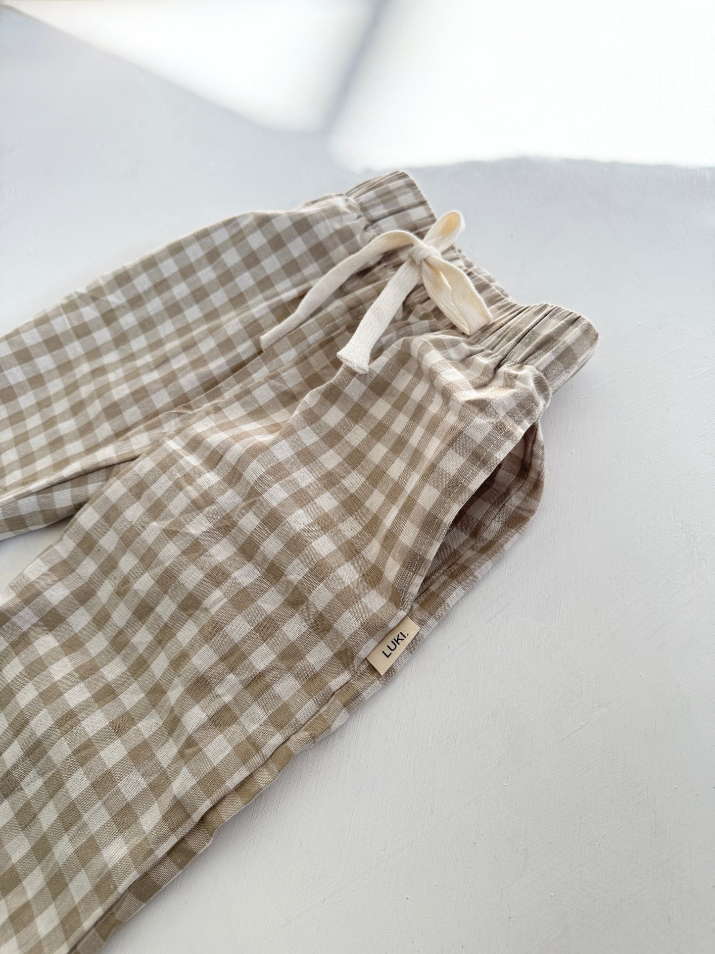 GINGHAM PANTS | TAN
