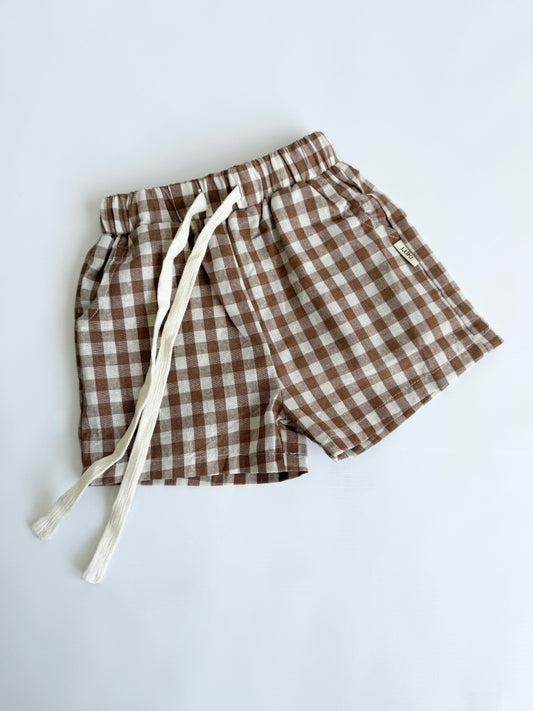 GINGHAM SHORTS | CHESTNUT BROWN