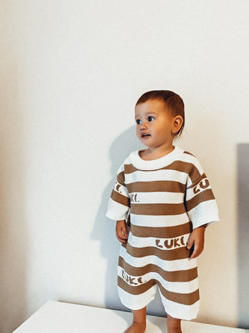 STRIPED ROMPER | CHOCOLATE