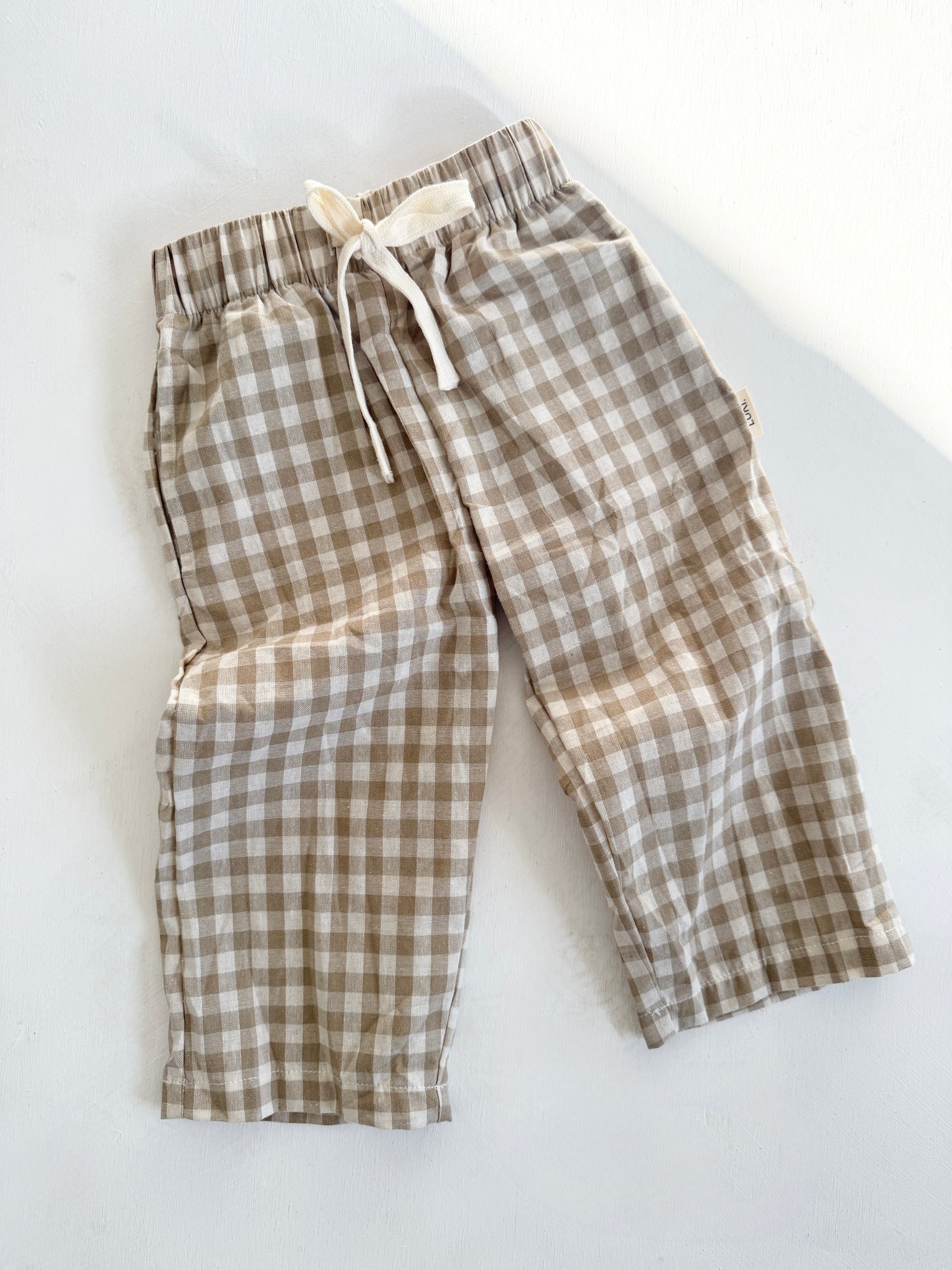 GINGHAM PANTS | TAN