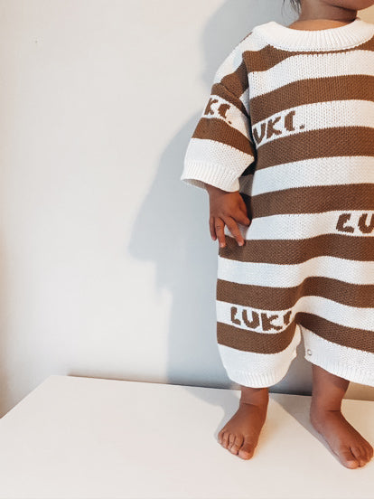 STRIPED ROMPER | CHOCOLATE