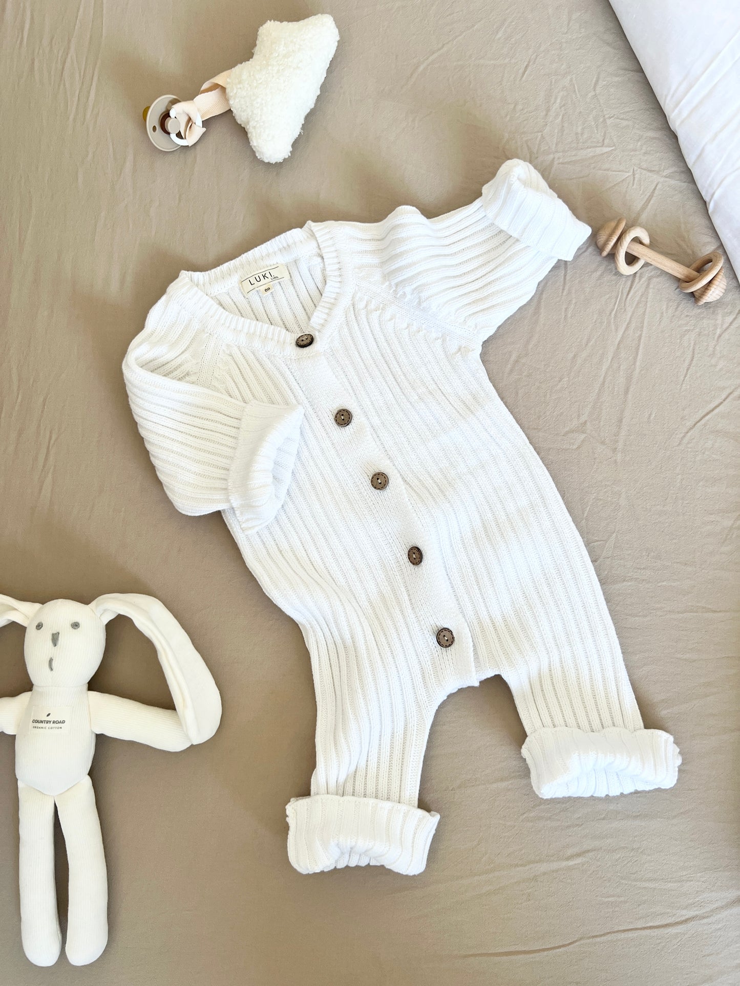 RIBBED KNIT ROMPER | CLOUD