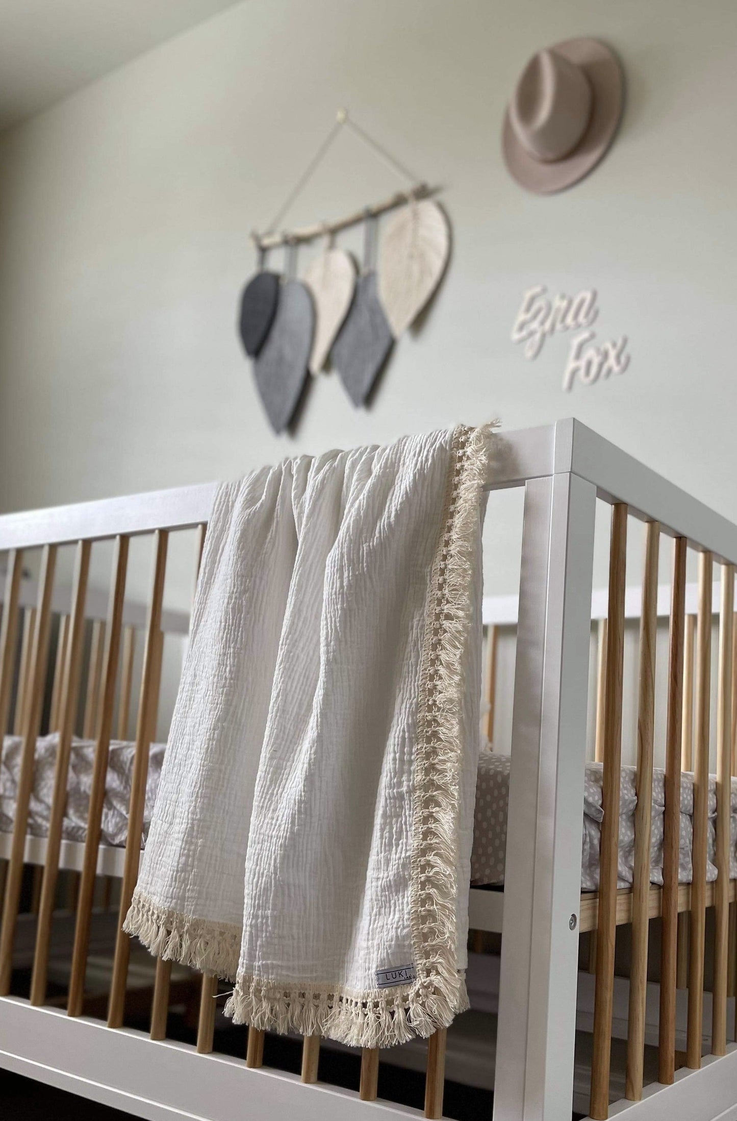 MUSLIN FRINGE SWADDLE |  WHITE