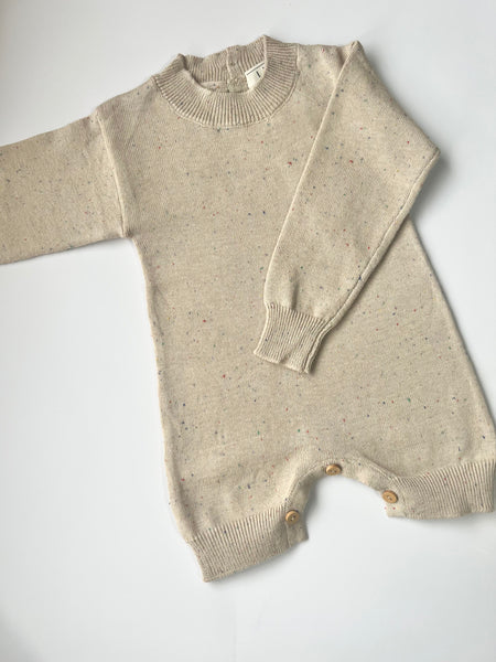 KNITTED SPRINKLE ROMPER | OAT